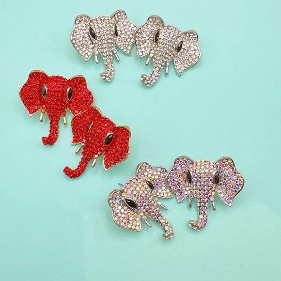 Red Elephant Head Earring - Picture 4 of 5